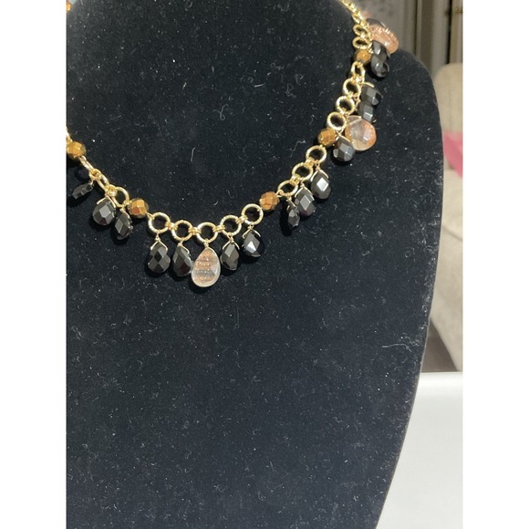 Coldwater Creek 20" Necklace Gold Tone Black Bronze Link Adjustable - Picture 2 of 4